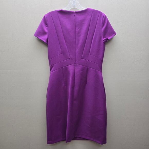 Brooks Brothers Wool Blend Short Sleeve Sheath Dress Career Business Purple SZ 2 - Picture 2 of 6